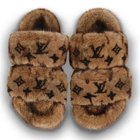 fuzzy louis vuitton slippers|louis vuitton open toe slippers.